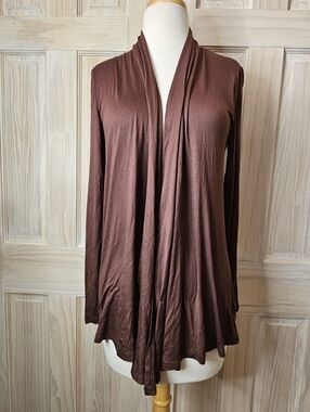 NWT FancyQube Brown Draped Open Front Cardigan In Medium